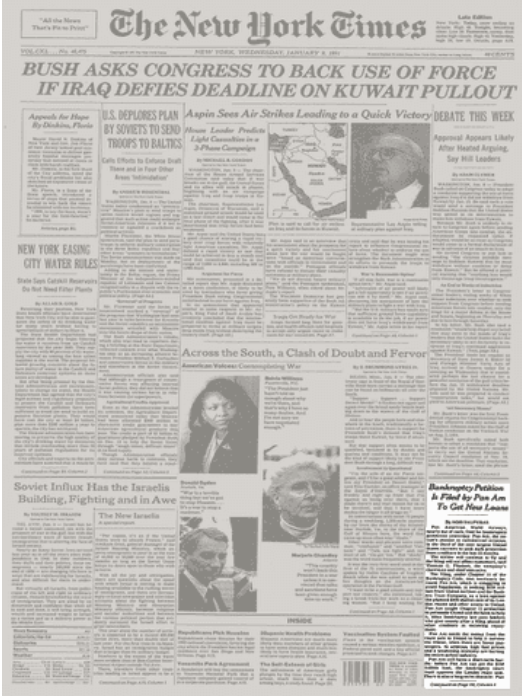 Image showing the New York times with a bankruptcy filing petition.