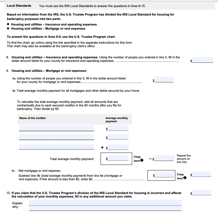 Picture of the US bankruptcy form that Upsolve's software simplifies.